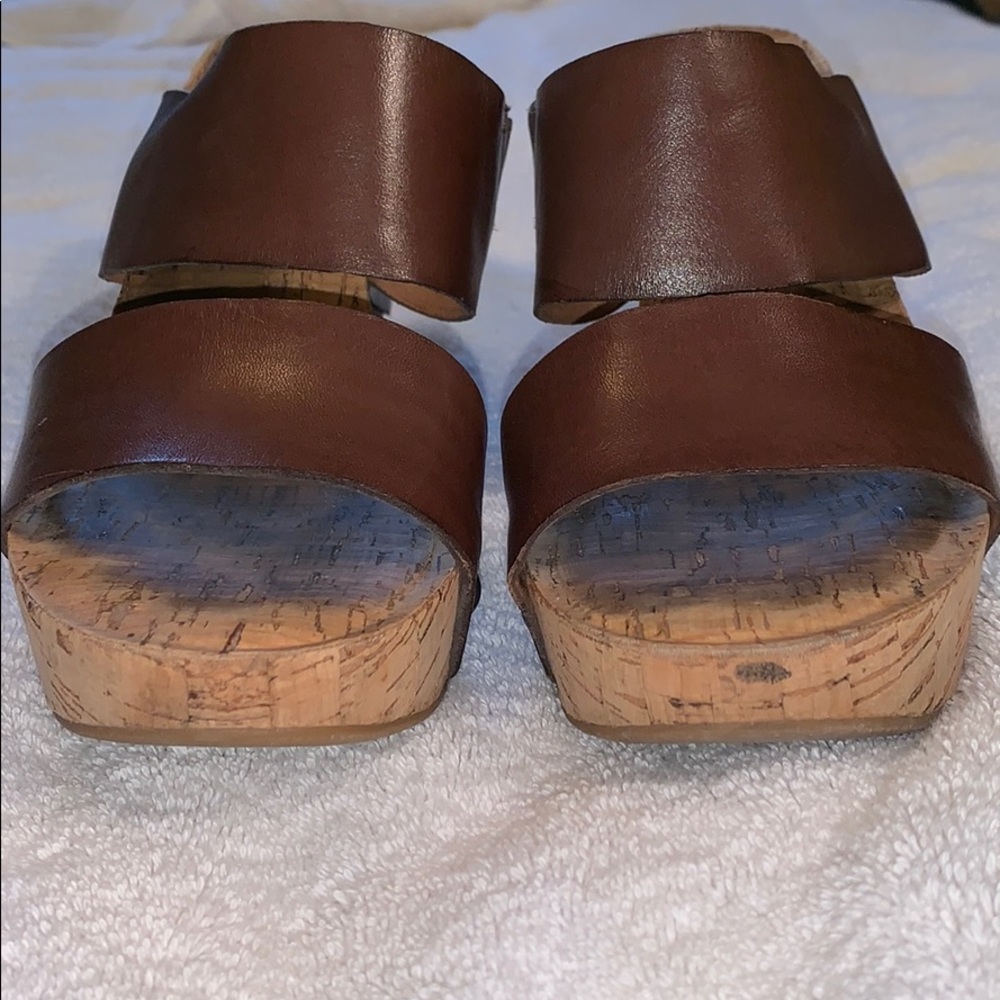 EUC Lucky Brand brown leather/cork 7.5 wedges - Picture 8 of 8
